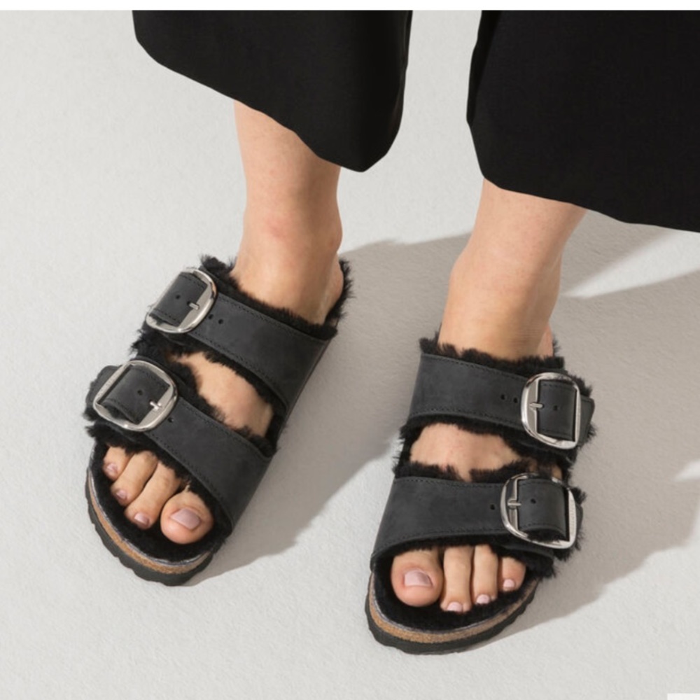 Birkenstock Arizona Big Buckle Shearling-Lined black women 38